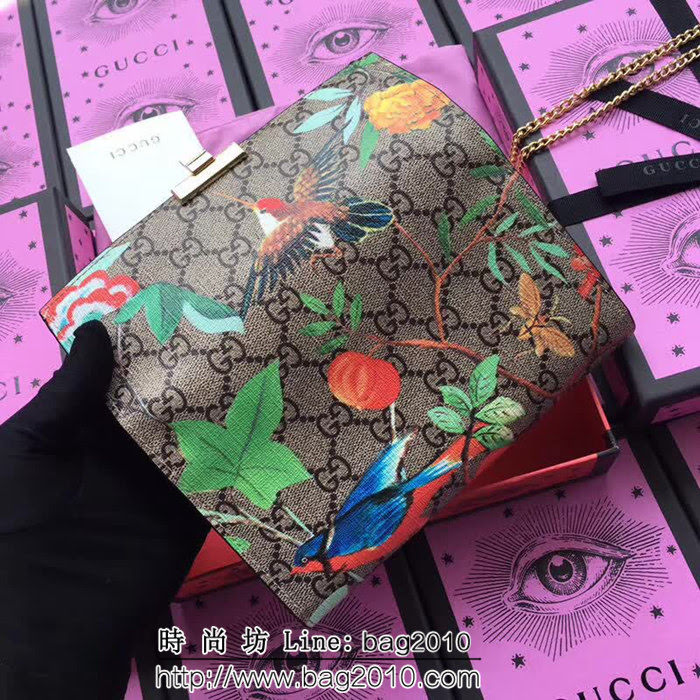 GUCCI古馳 歐洲正品原單 padlock系列 最新二折款 爆款鏈條皮夾 453506 小鳥紅皮 WTG1188